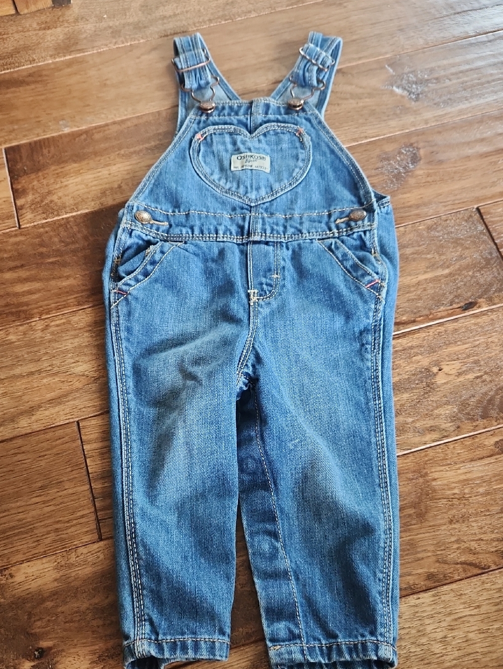 OshKosh B'gosh Blue Denim Overalls with Heart Pocket